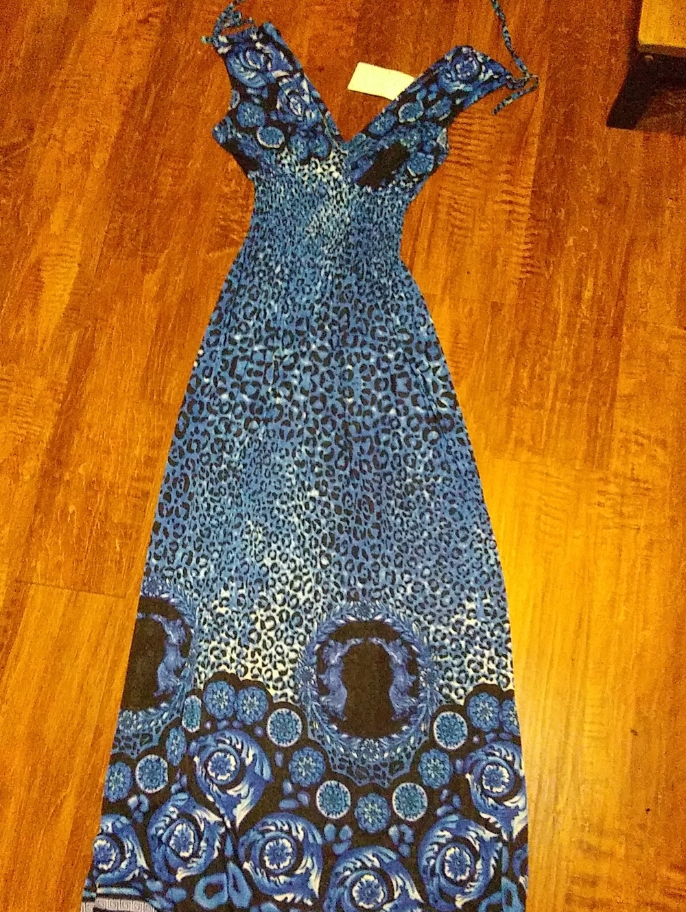 Blue Leopard & Floral Maxi Dress